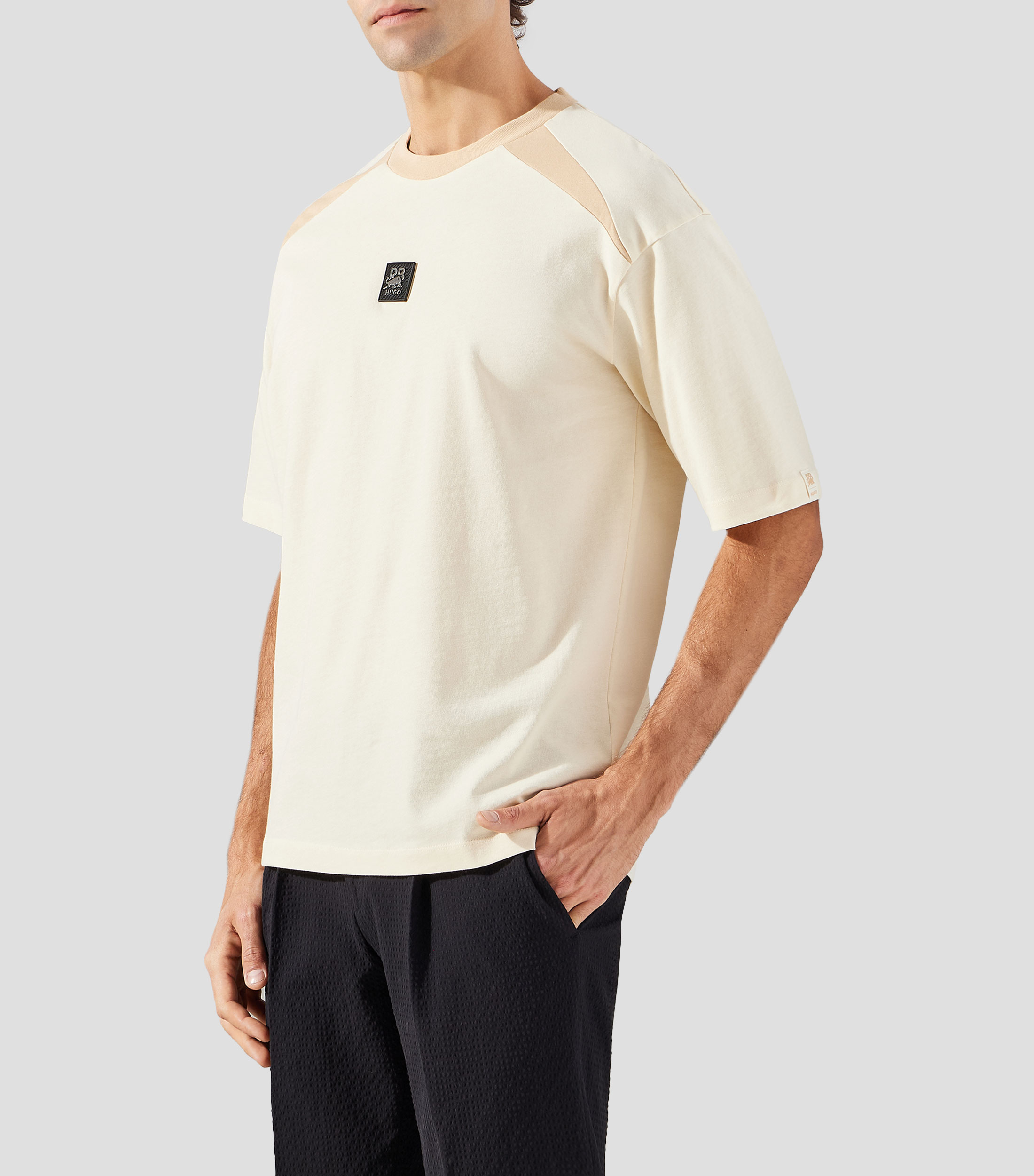 Playera cuello redondo manga corta sólida Hombre